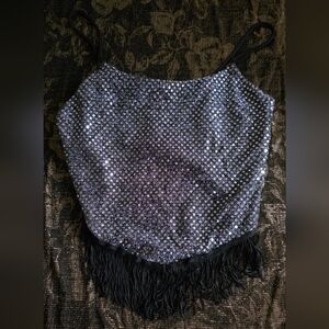 Sequin Fringe Tank Top